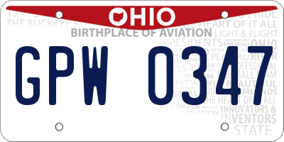 OH license plate GPW0347