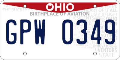 OH license plate GPW0349