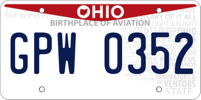 OH license plate GPW0352