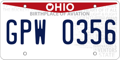 OH license plate GPW0356