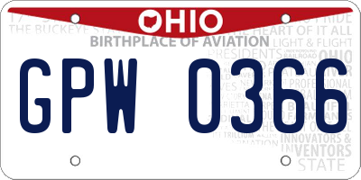 OH license plate GPW0366
