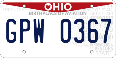 OH license plate GPW0367