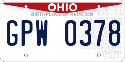 OH license plate GPW0378