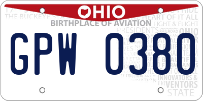 OH license plate GPW0380