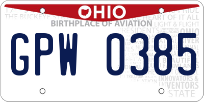 OH license plate GPW0385