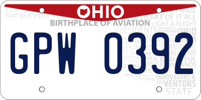 OH license plate GPW0392