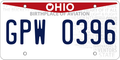 OH license plate GPW0396