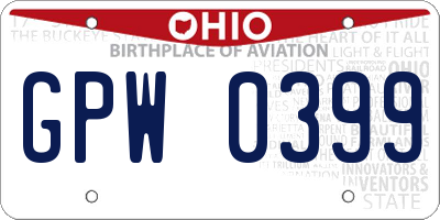 OH license plate GPW0399