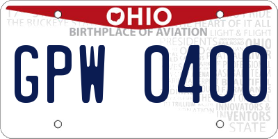 OH license plate GPW0400