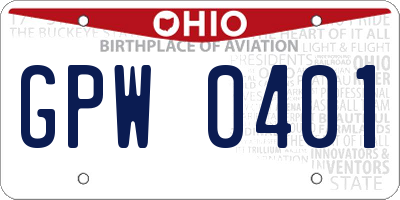 OH license plate GPW0401
