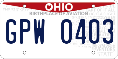 OH license plate GPW0403