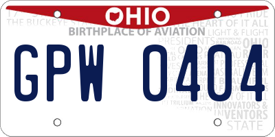 OH license plate GPW0404