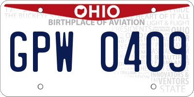 OH license plate GPW0409