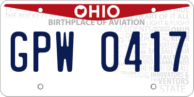 OH license plate GPW0417