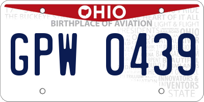OH license plate GPW0439