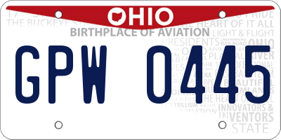 OH license plate GPW0445