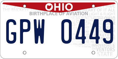 OH license plate GPW0449