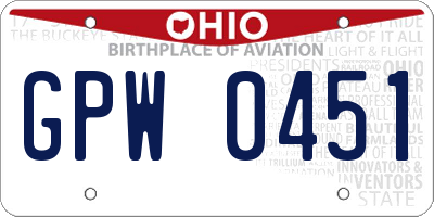 OH license plate GPW0451