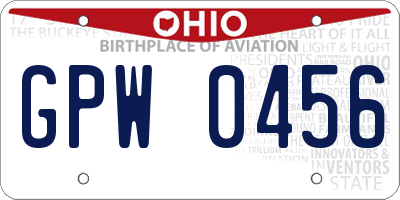 OH license plate GPW0456