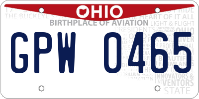 OH license plate GPW0465