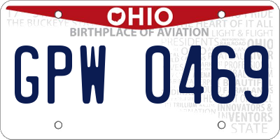 OH license plate GPW0469