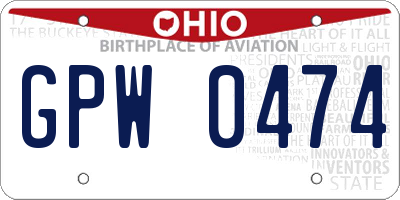 OH license plate GPW0474