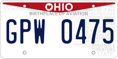 OH license plate GPW0475