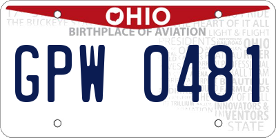 OH license plate GPW0481