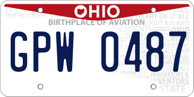 OH license plate GPW0487