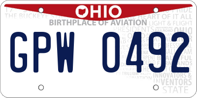 OH license plate GPW0492