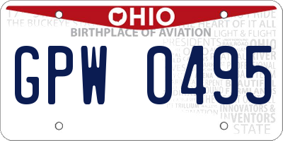 OH license plate GPW0495