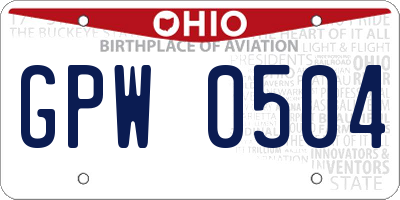 OH license plate GPW0504