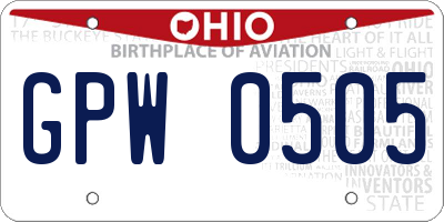 OH license plate GPW0505