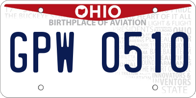 OH license plate GPW0510