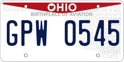 OH license plate GPW0545