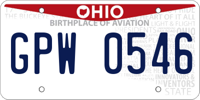 OH license plate GPW0546