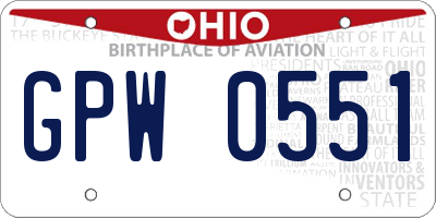 OH license plate GPW0551