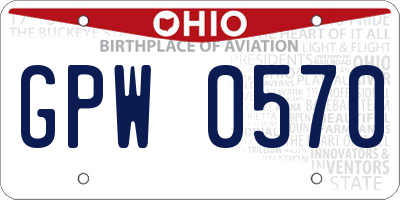 OH license plate GPW0570
