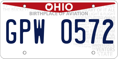 OH license plate GPW0572