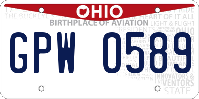 OH license plate GPW0589