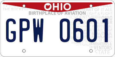 OH license plate GPW0601