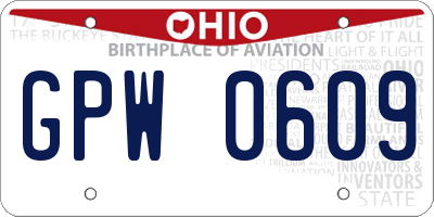 OH license plate GPW0609