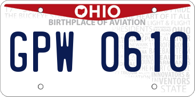 OH license plate GPW0610