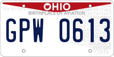 OH license plate GPW0613