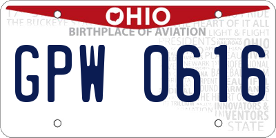 OH license plate GPW0616