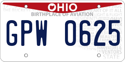 OH license plate GPW0625