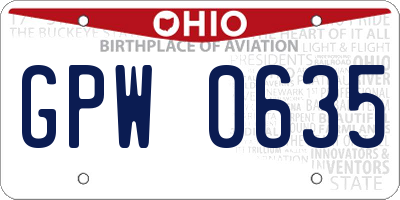 OH license plate GPW0635