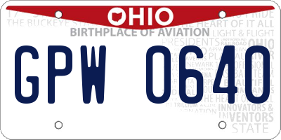 OH license plate GPW0640