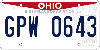 OH license plate GPW0643