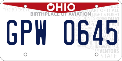 OH license plate GPW0645
